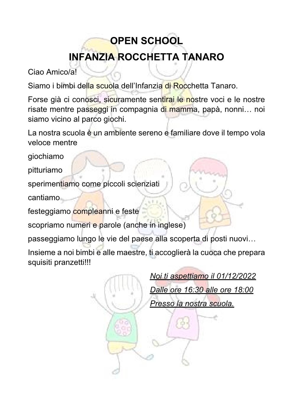 Rocchetta Tanaro | Open School della scuola dell'Infanzia